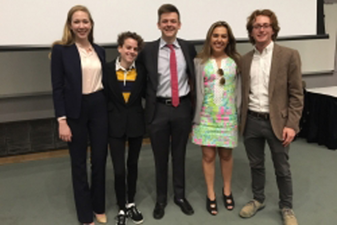 The five student speakers who competed in the 2018 Oral Advocacy Showcase and Competition.