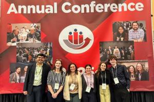 L to R: current students Anjishnu Chakrabarti and Petra Momcilovic; I-O alums Ahleah Miles and Jenny Perez; current students Gracie Schirle and Greg Lapp.