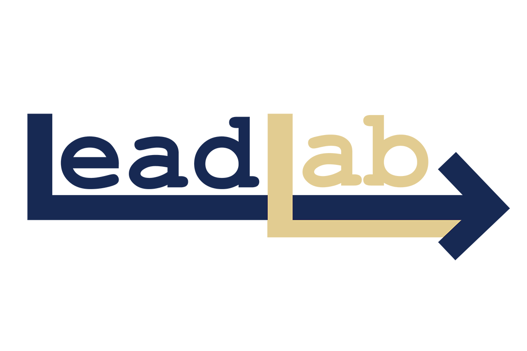 Lead Lab in buff and blue with arrows